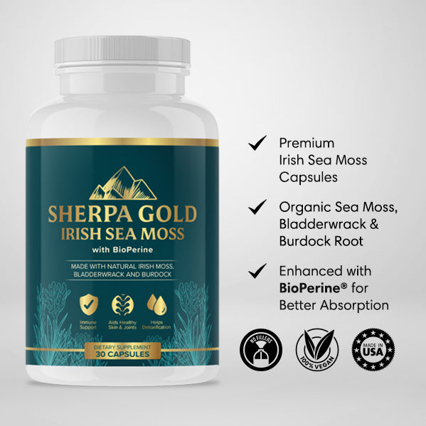 Organic Irish Sea Moss Capsules – 92 Minerals for Thyroid, Gut Health & Immune Support