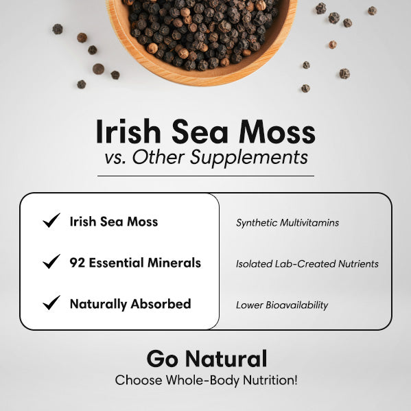 Organic Irish Sea Moss Capsules – 92 Minerals for Thyroid, Gut Health & Immune Support