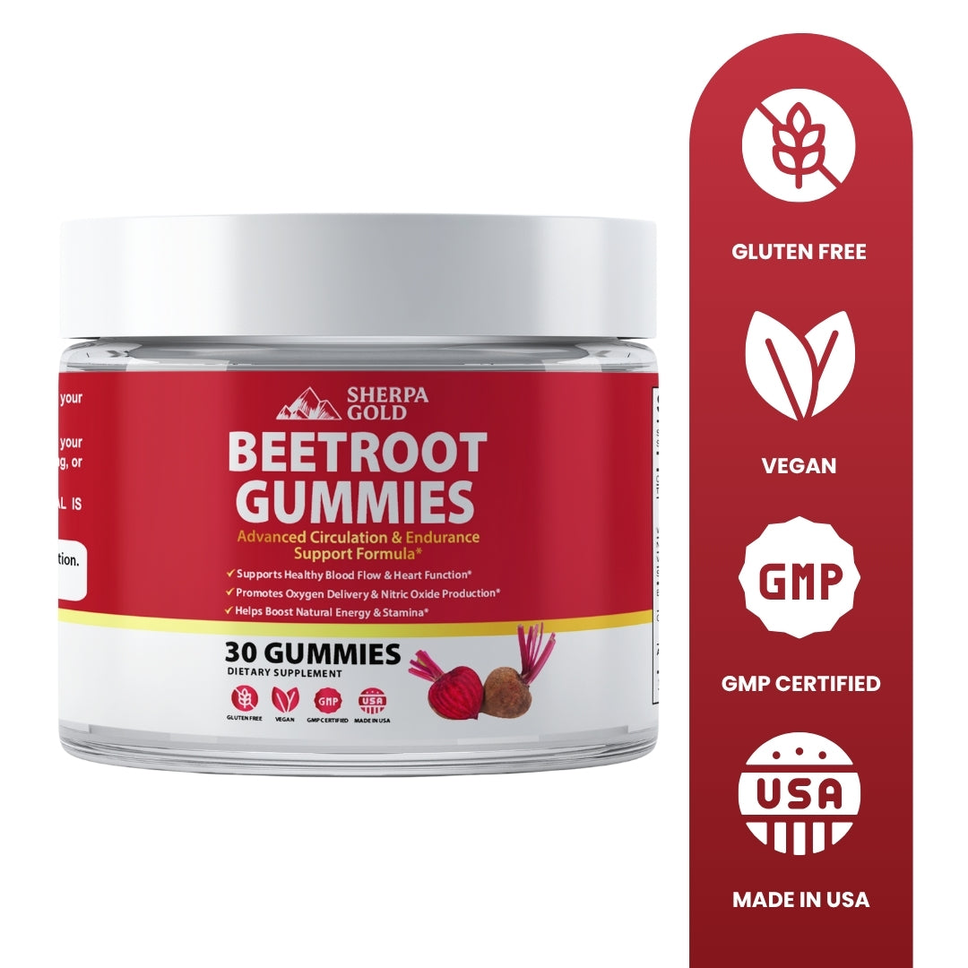 Sherpa Gold Beetroot Gummies – Circulation & Endurance Support (30 Gummies)