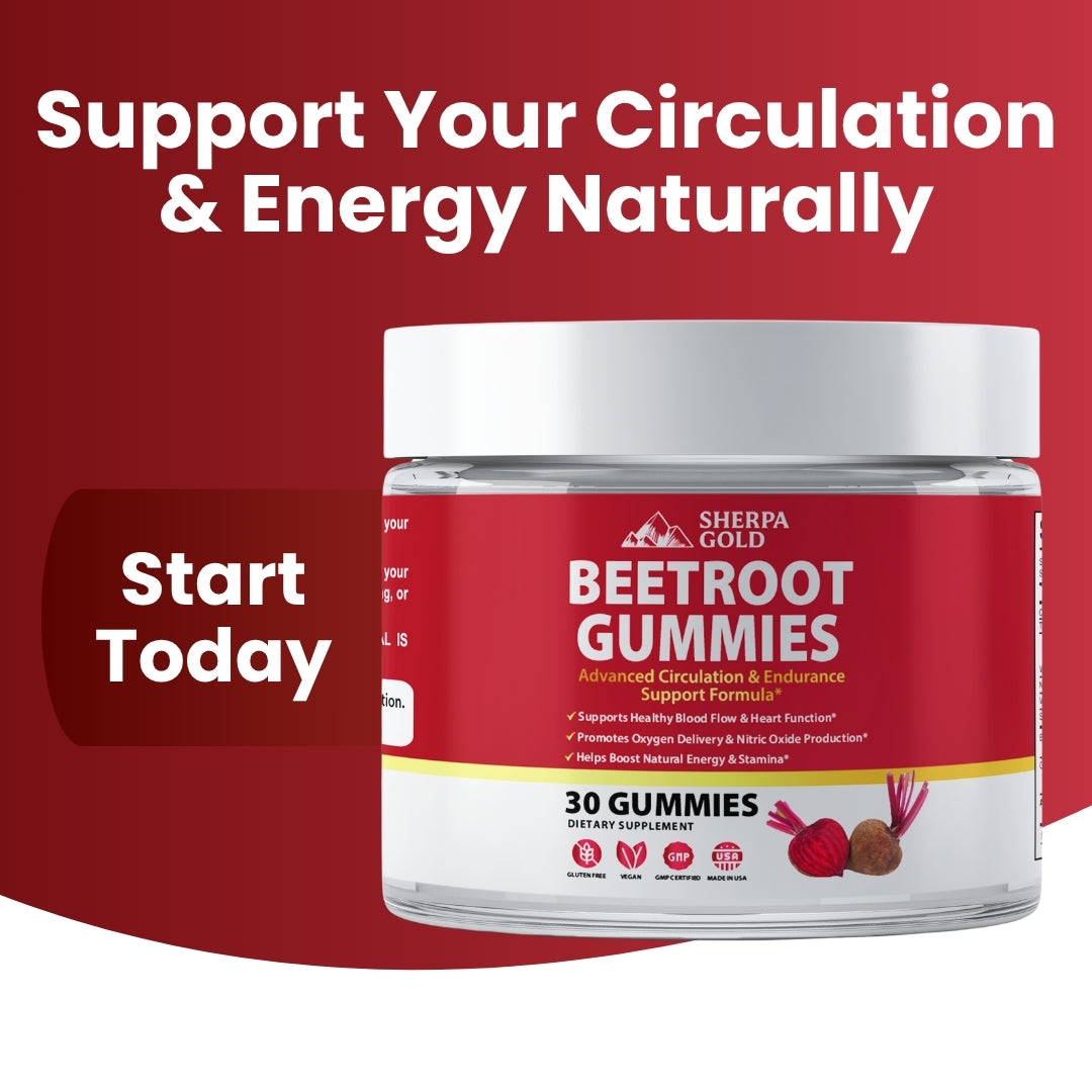 Sherpa Gold Beetroot Gummies – Circulation & Endurance Support (30 Gummies)