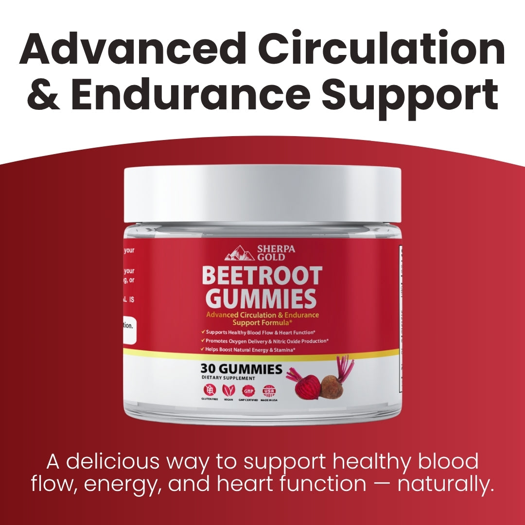 Sherpa Gold Beetroot Gummies – Circulation & Endurance Support (30 Gummies)