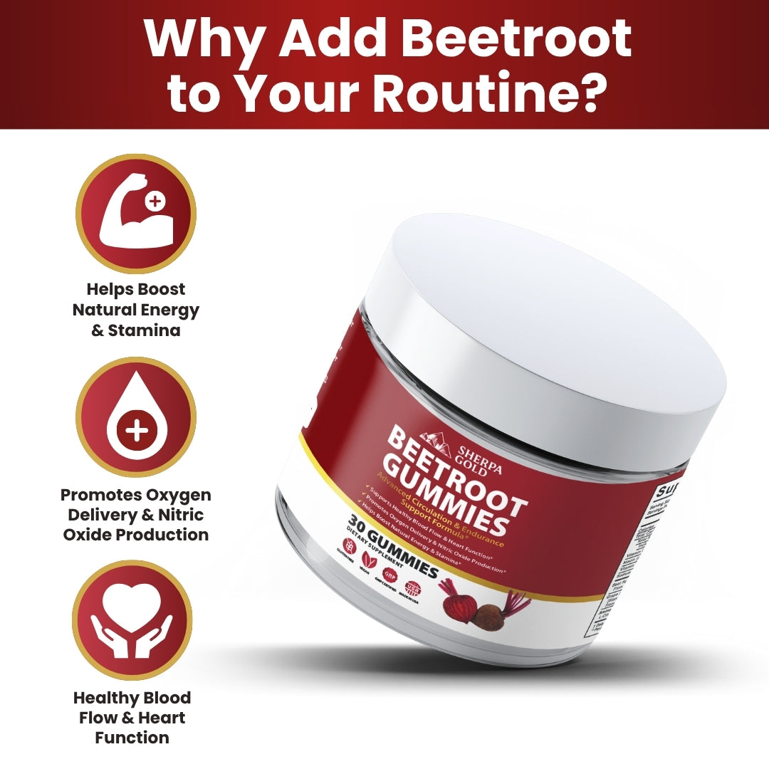 Sherpa Gold Beetroot Gummies – Circulation & Endurance Support (30 Gummies)