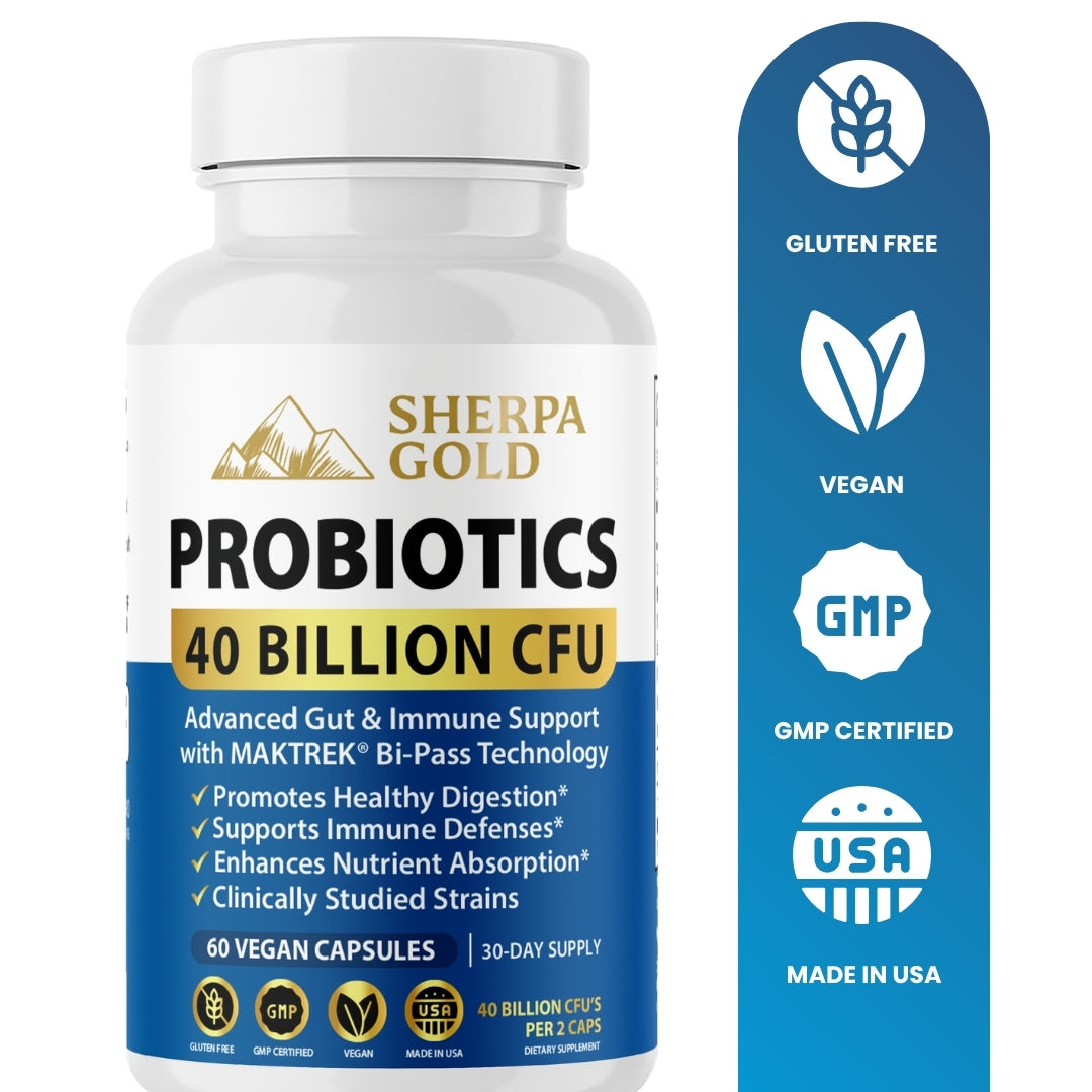 Sherpa Gold Probiotics – 40 Billion CFU (60 Vegan Capsules)