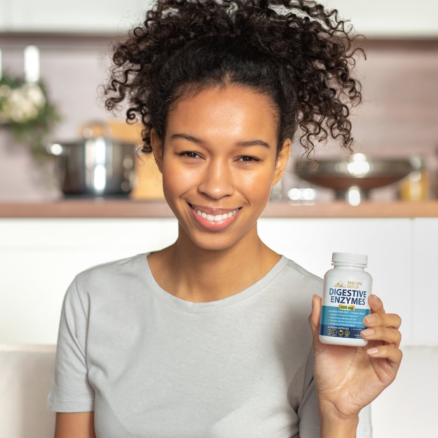 Sherpa Gold Digestive Enzymes – With Makzyme-Pro™ + Probiotic Blend (60 Vegan Capsules)